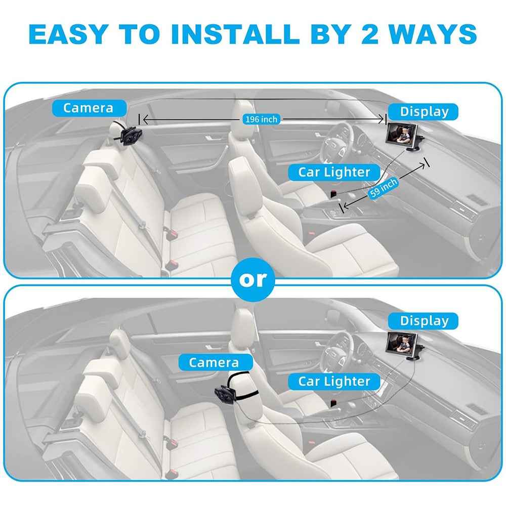 5 Inch IPS Screen HD 800 x 480 Car Baby Monitor Wide Angle Night Vision AHD 1080P Camera