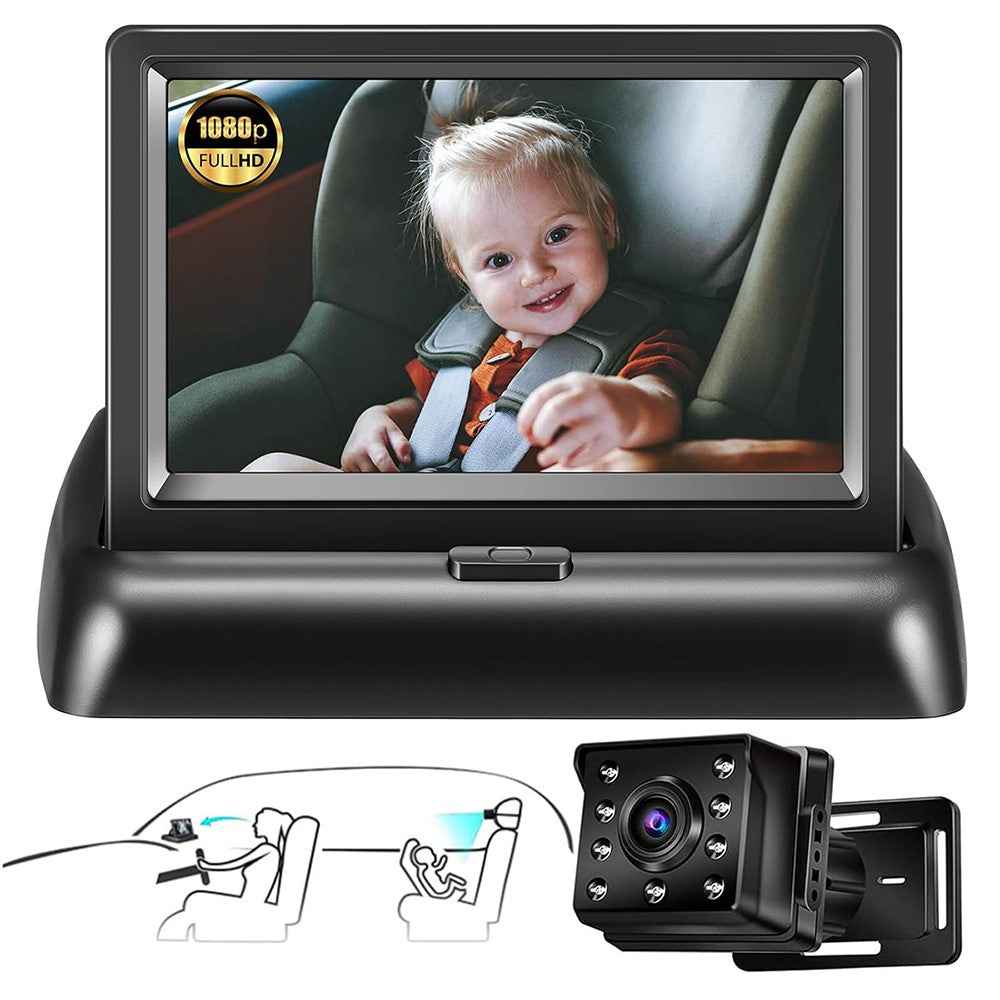 4.3 Inch Screen HD 1080P Baby Car Rear View Monitor Infrared Night Vision 150 Degree Wide Angle Camera