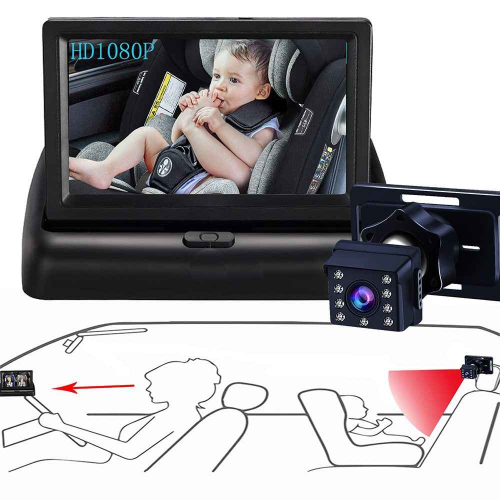 4.3 Inch Screen HD 1080P Baby Car Rear View Monitor Infrared Night Vision 150 Degree Wide Angle Camera