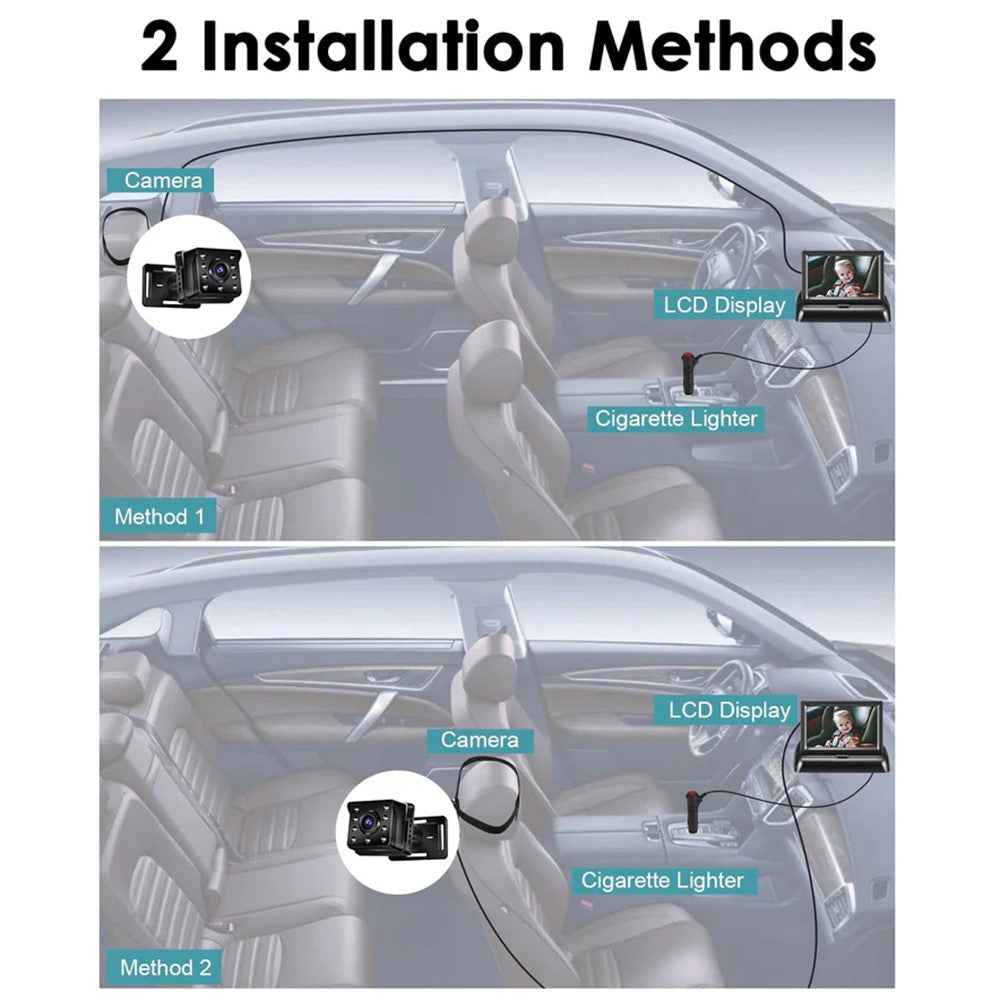 4.3 Inch Screen HD 1080P Baby Car Rear View Monitor Infrared Night Vision 150 Degree Wide Angle Camera
