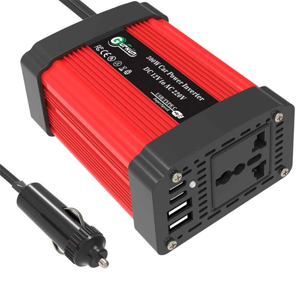 300W Car Power Inverter 12V to 220V Voltage Converter Portable Charger for Phone / Speaker / Camera, European Standard
