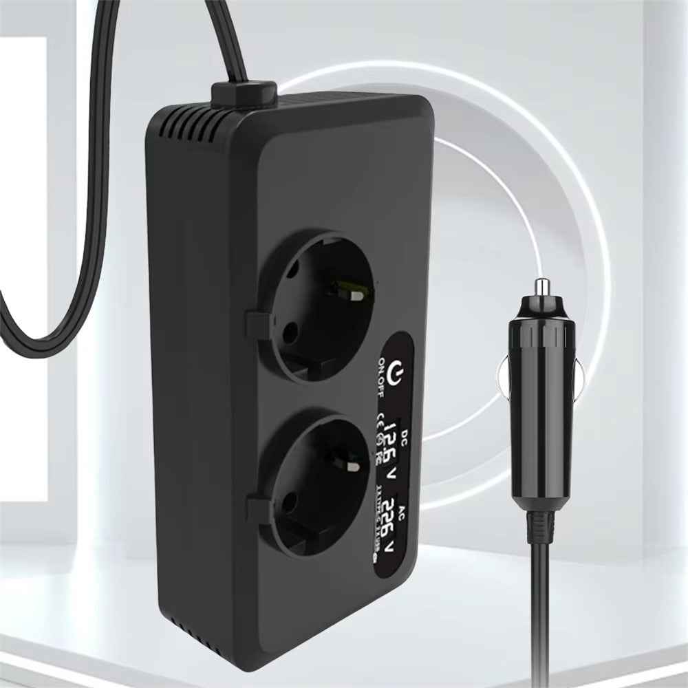 200W 12V DC to 220V AC Car Power Inverter with USB and Type-C Ports European Standard Socket Converter