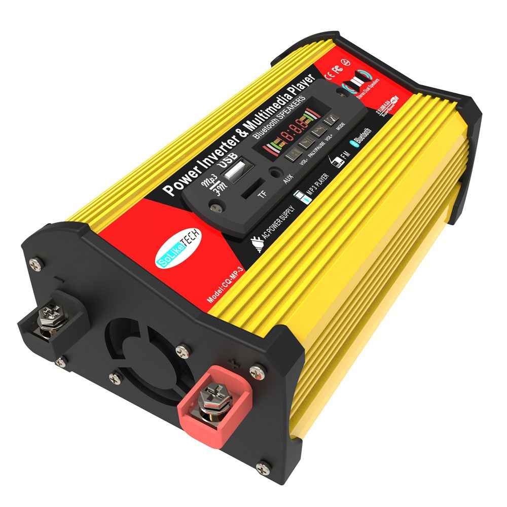 300W 12V to 220V Car Power Inverter with Bluetooth-compatible Multimedia Player MP3 Music FM Radio