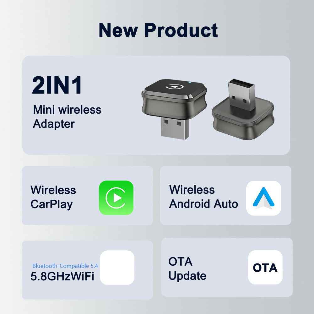M4 2 in 1 Bluetooth-compatible 5.4 AI Box for CarPlay  /  Android Auto Wired to Wireless Car Adapter
