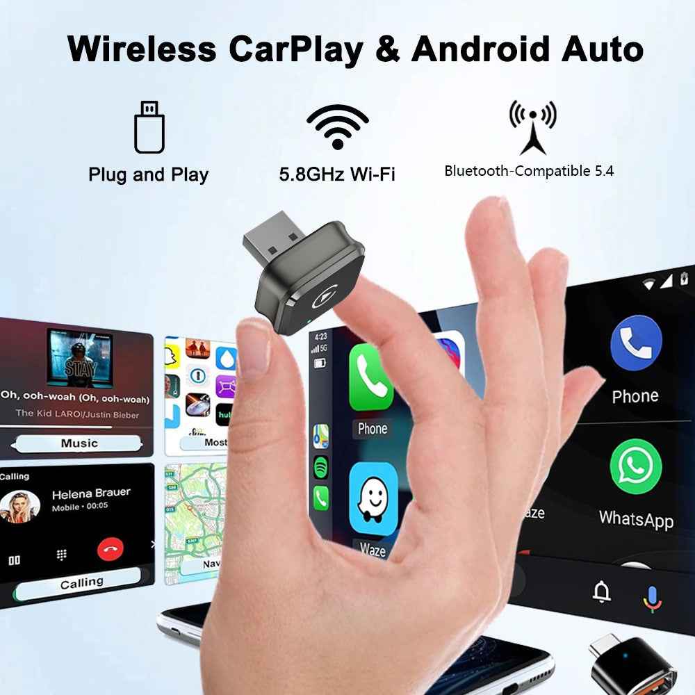 M4 2 in 1 Bluetooth-compatible 5.4 AI Box for CarPlay  /  Android Auto Wired to Wireless Car Adapter