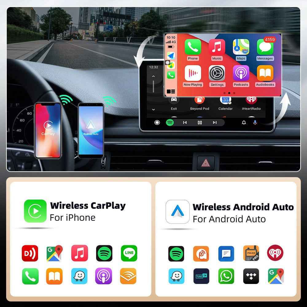 M25 2 in 1 For CarPlay  /  Android Auto Wired to Wireless Car Adapter Bluetooth-compatible 5.4 AI Box USB Dongle