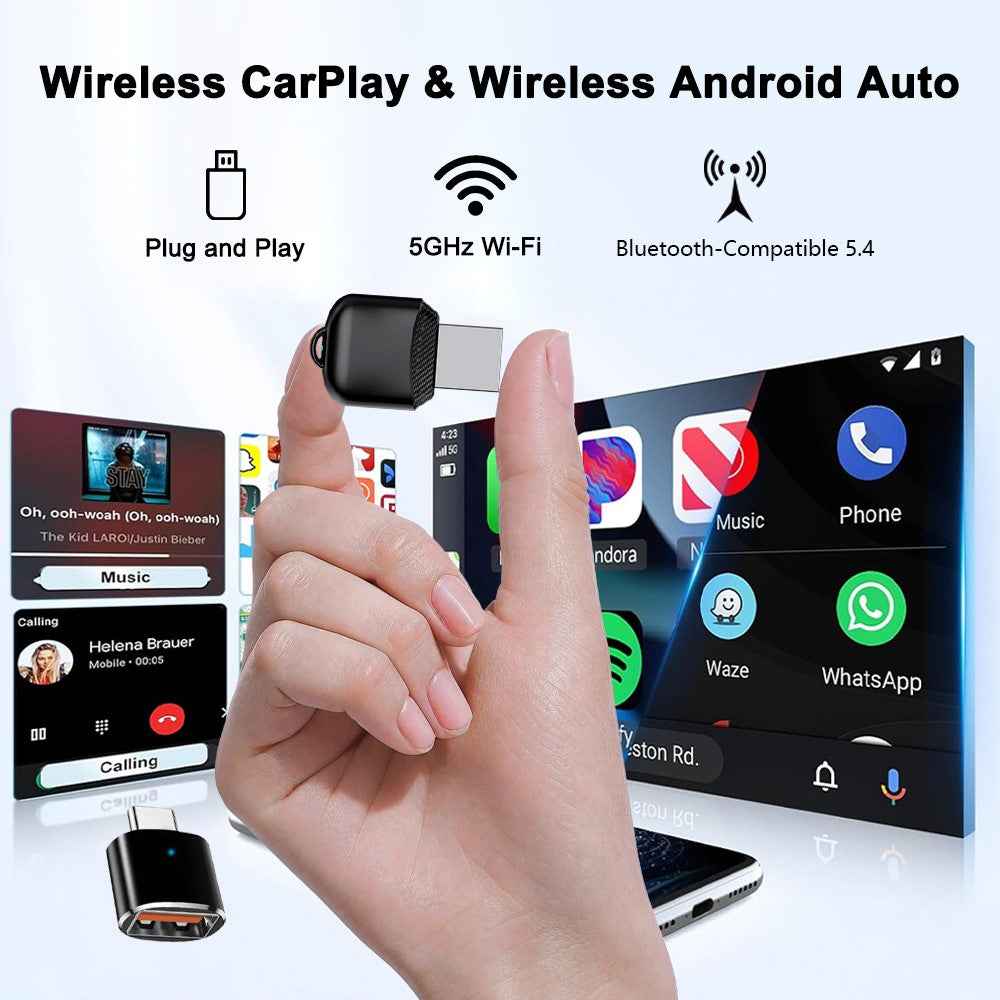 M25 2 in 1 For CarPlay  /  Android Auto Wired to Wireless Car Adapter Bluetooth-compatible 5.4 AI Box USB Dongle