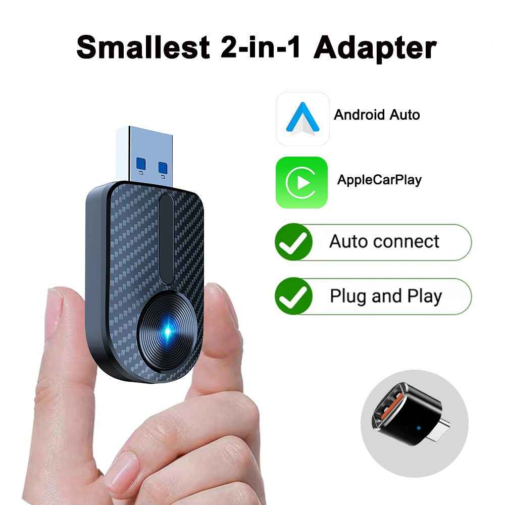 M27 2 in 1 Plug and Play USB AI Box for CarPlay  /  Android Auto Wired to Wireless Car Adapter