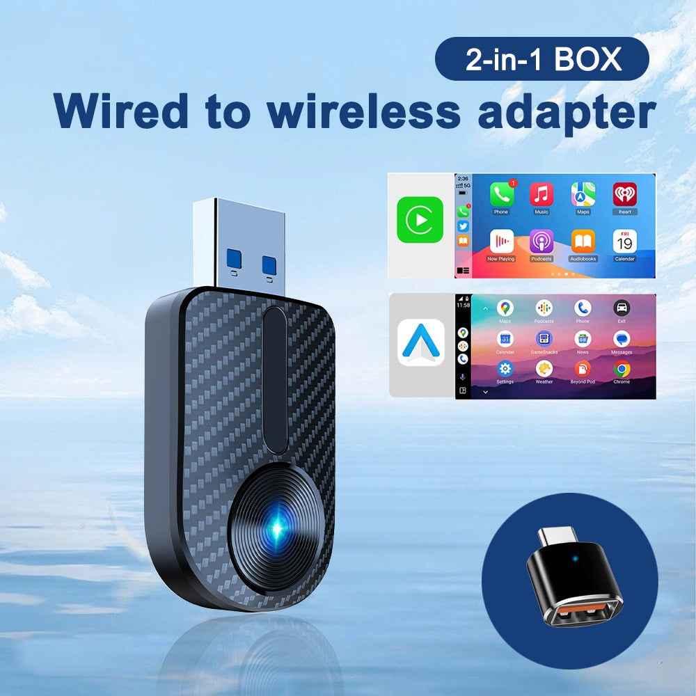 M27 2 in 1 Plug and Play USB AI Box for CarPlay  /  Android Auto Wired to Wireless Car Adapter