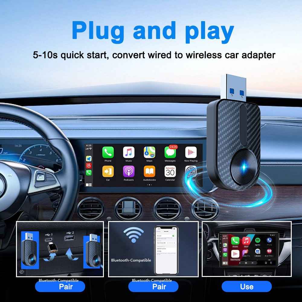 M27 2 in 1 Plug and Play USB AI Box for CarPlay  /  Android Auto Wired to Wireless Car Adapter