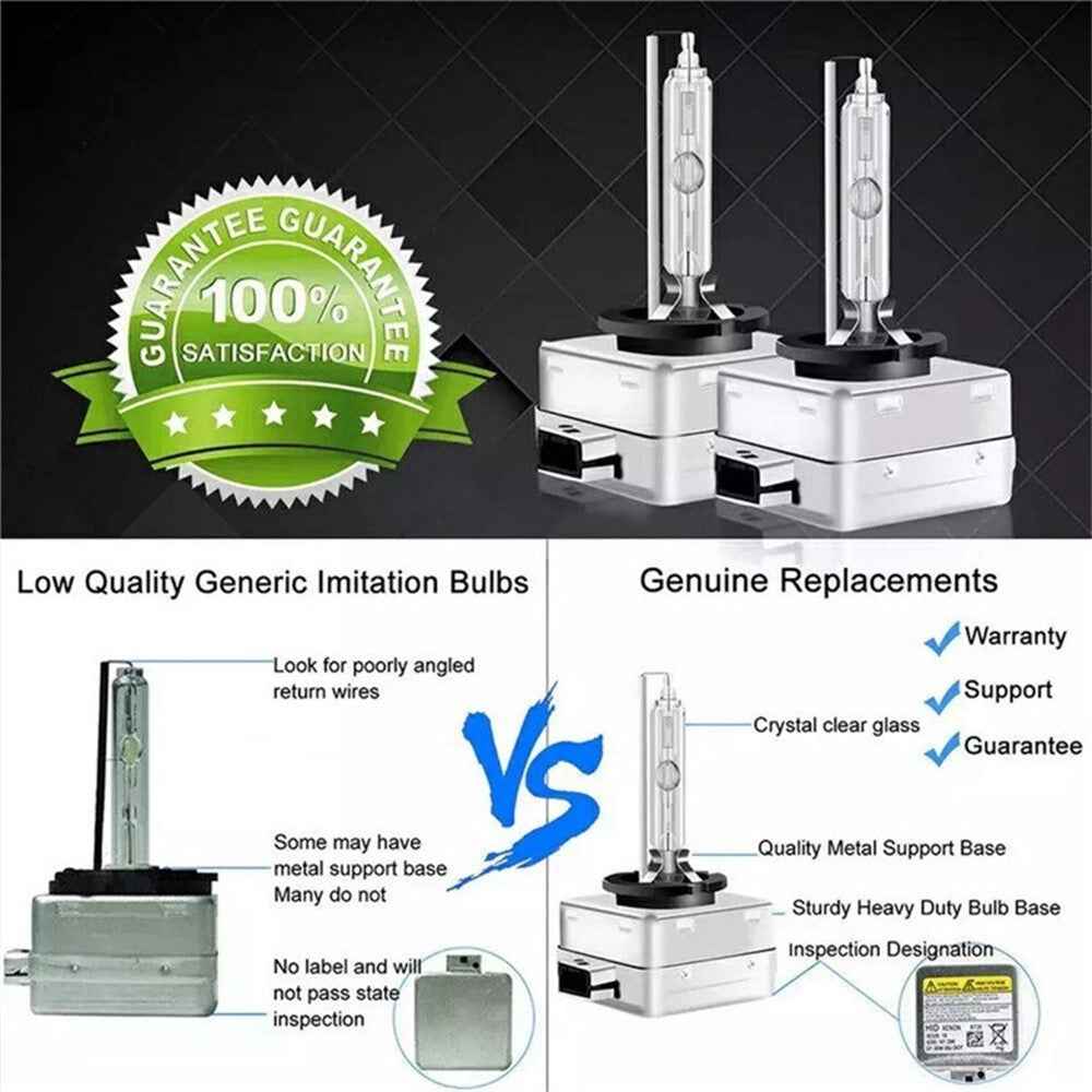 D1S 2Pcs 4300K Xenon HID Headlight Bulbs IP68 Waterproof High Brightness Automotive Front Lamp
