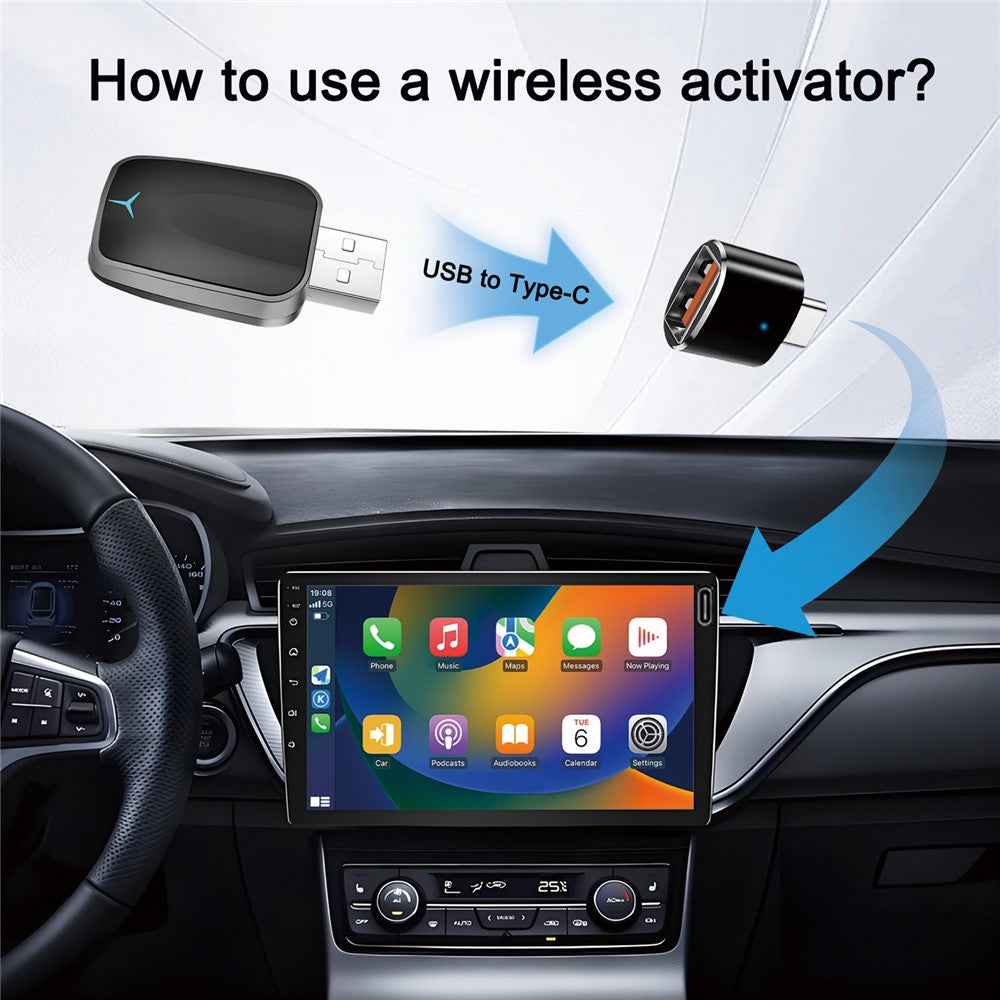 M34 2 in 1 AI Box Wireless Car Adapter for Upgrading Wired CarPlay  /  Android Auto to Wireless Compatible With Built-in CarPlay  /  Android Auto Vehicles