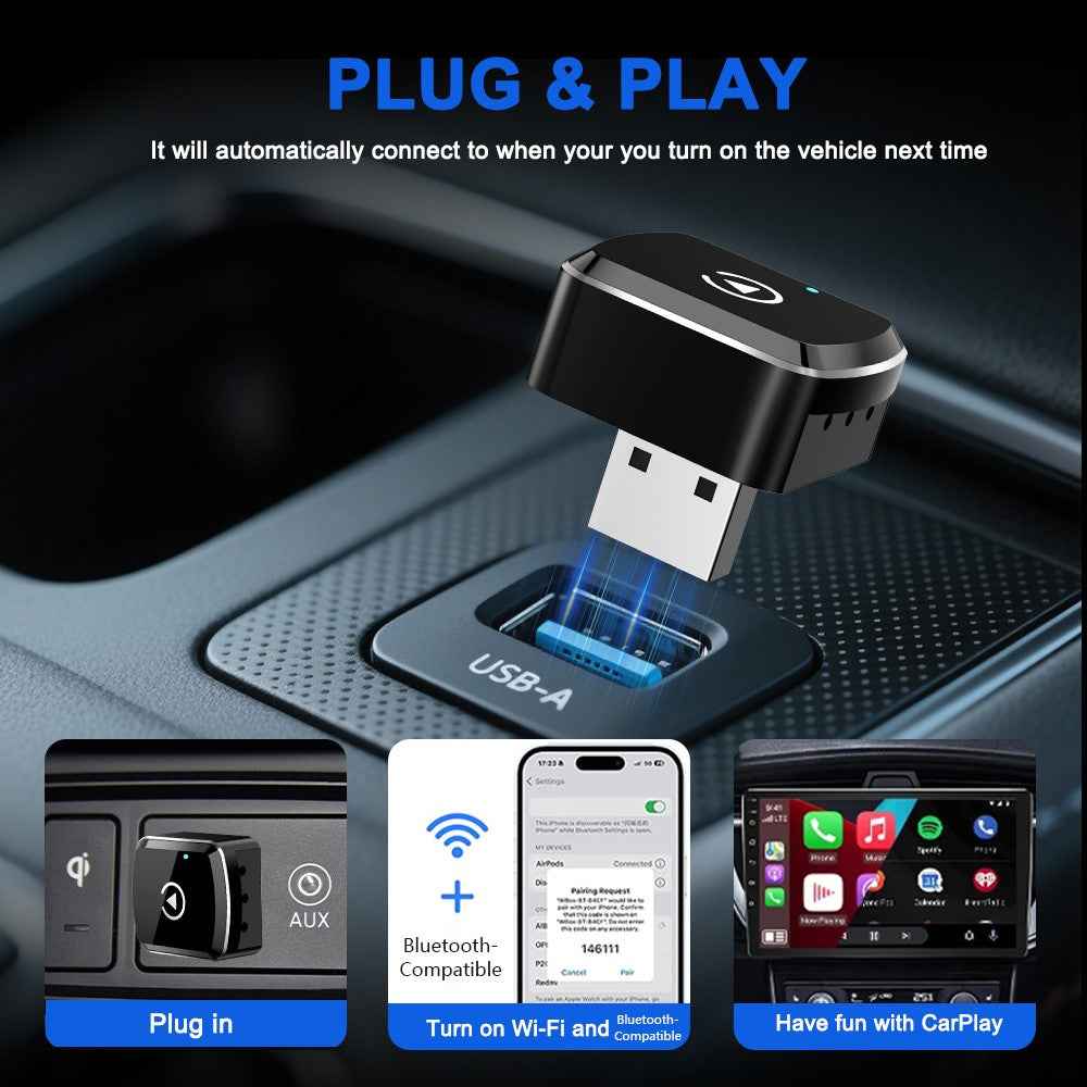 M39 2 in 1 AI Box Wireless Car Adapter for CarPlay  /  Android Auto Upgrade Wired to Wireless Compatible with Built-in CarPlay  /  Android Auto Vehicles