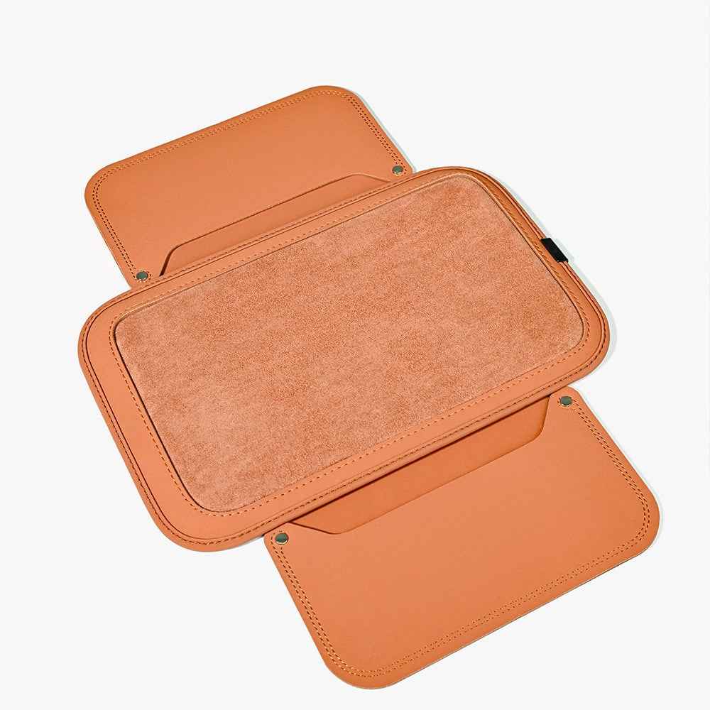 For Performance X3 / X4 / F30 / F06 / F02 Car Armrest Pad Leather Elbow Rest Cover with Storage Pocket - Orange