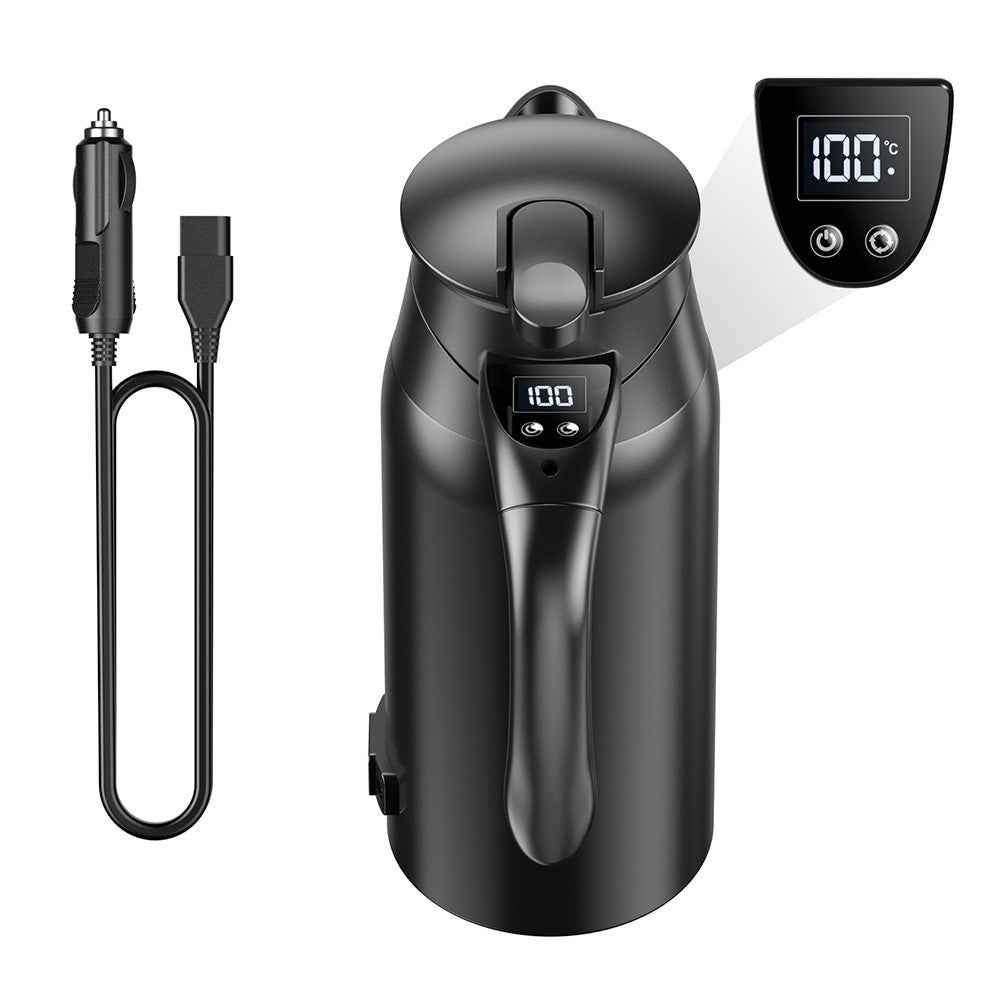 800ml Electric Kettle for 12V / 24V Car Smart Temperature Control Dual Layer Stainless Steel Water Heater Pot (BPA Free, No FDA)