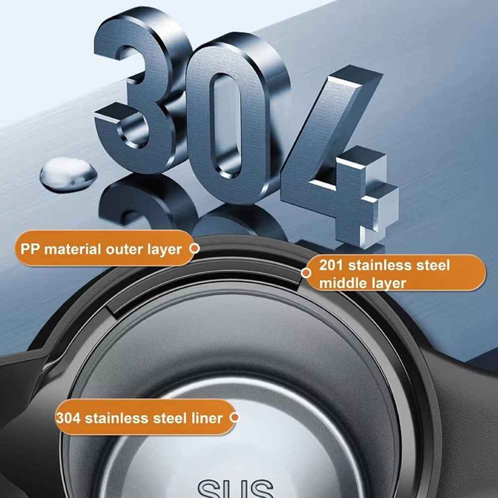 800ml Electric Kettle for 12V / 24V Car Smart Temperature Control Dual Layer Stainless Steel Water Heater Pot (BPA Free, No FDA)