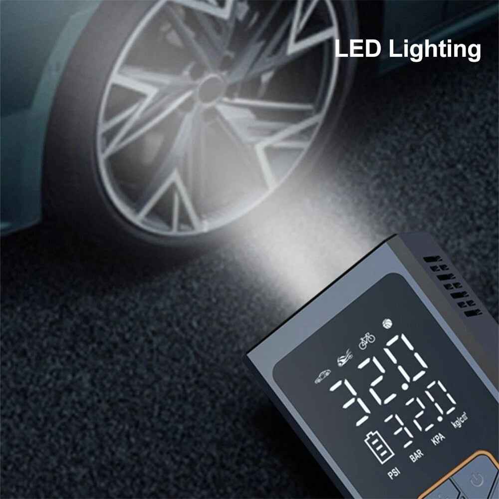 Wireless Car Tire Inflator Digital Display Portable Electric Air Pump Mini Handheld Compressor with Cigarette Lighter Cable