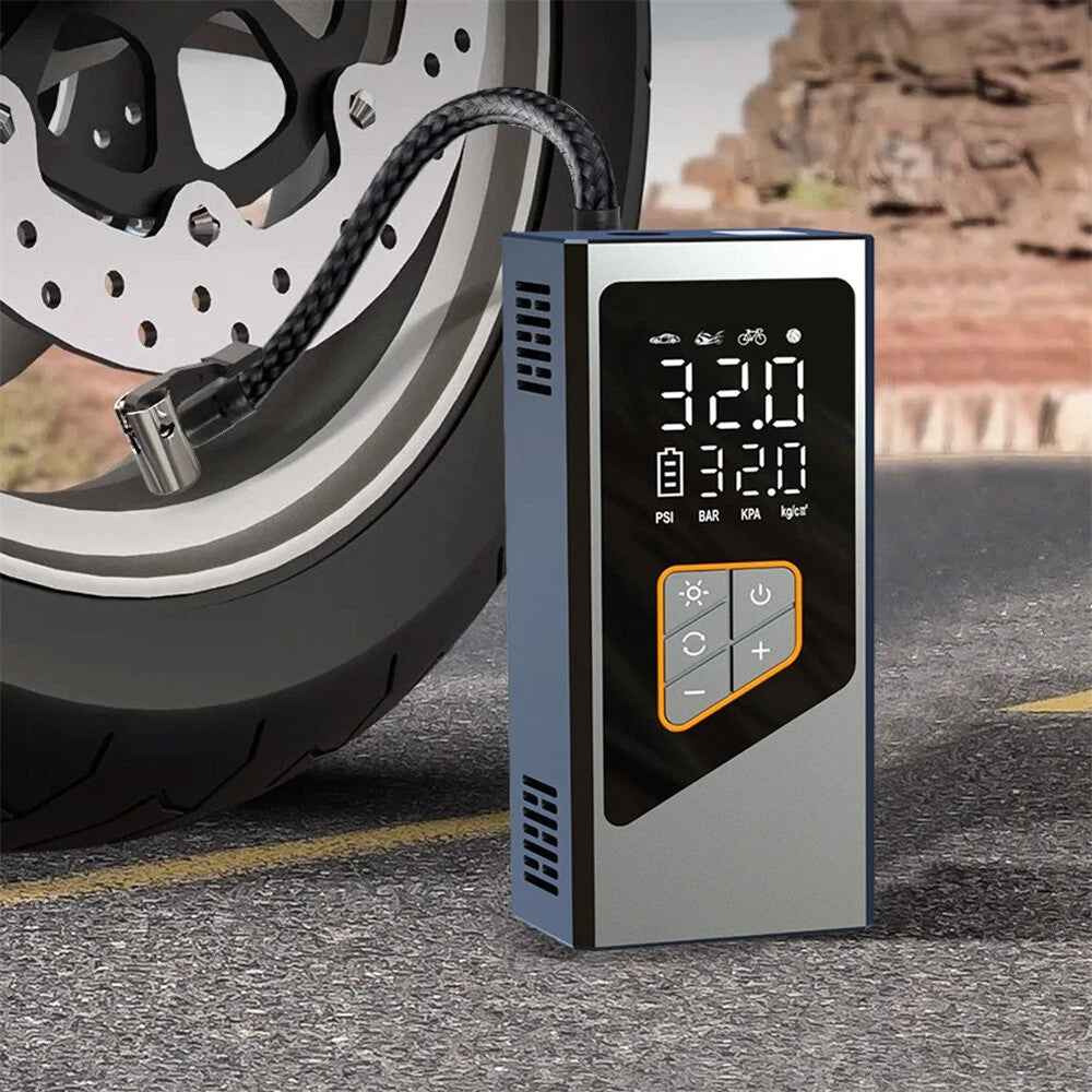 Wireless Car Tire Inflator Digital Display Portable Electric Air Pump Mini Handheld Compressor with Cigarette Lighter Cable