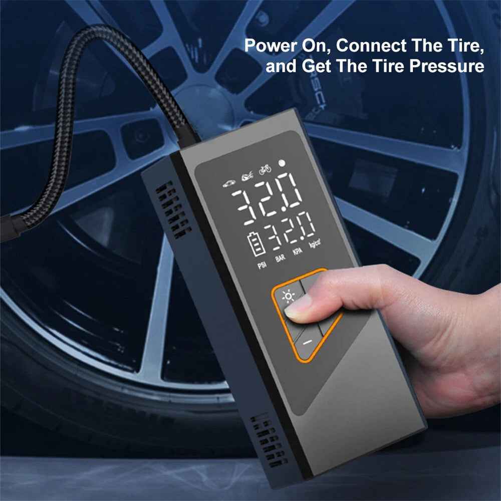 Wireless Car Tire Inflator Digital Display Portable Electric Air Pump Mini Handheld Compressor with Cigarette Lighter Cable