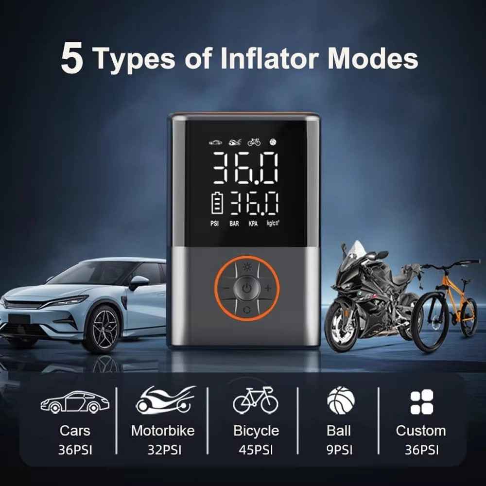 60W 150PSI Portable Wireless Mini Car Tire Air Pump Digital Display Handheld Inflator with LED Light