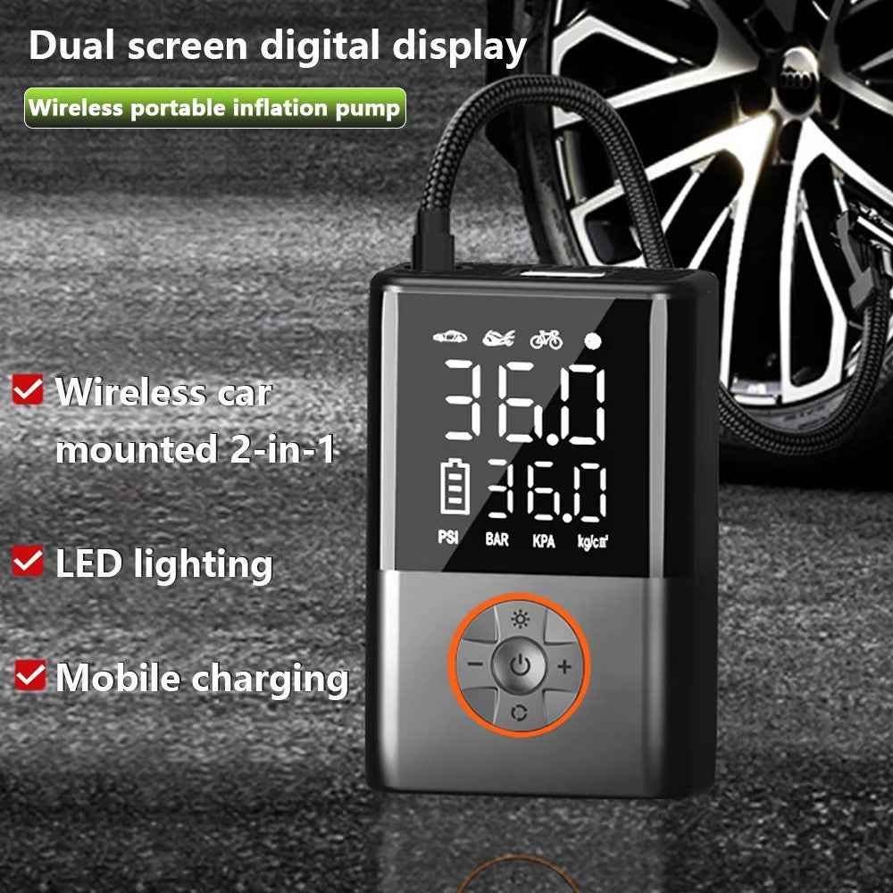 60W 150PSI Portable Wireless Mini Car Tire Air Pump Digital Display Handheld Inflator with LED Light