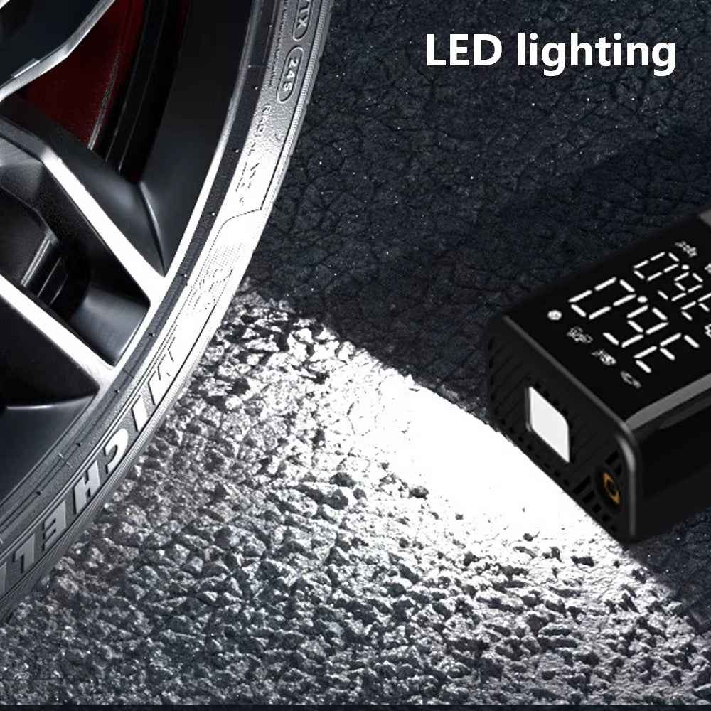 60W 150PSI Portable Wireless Mini Car Tire Air Pump Digital Display Handheld Inflator with LED Light