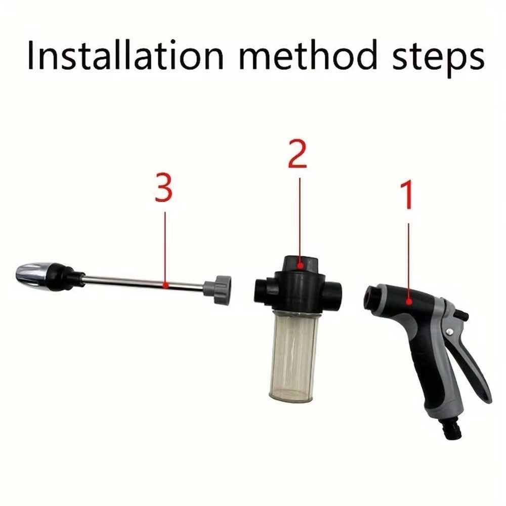 T8 Extended Pole High Pressure Handheld Water Gun for Car Wash Foam Sprayer Cleaning Tool - Blue