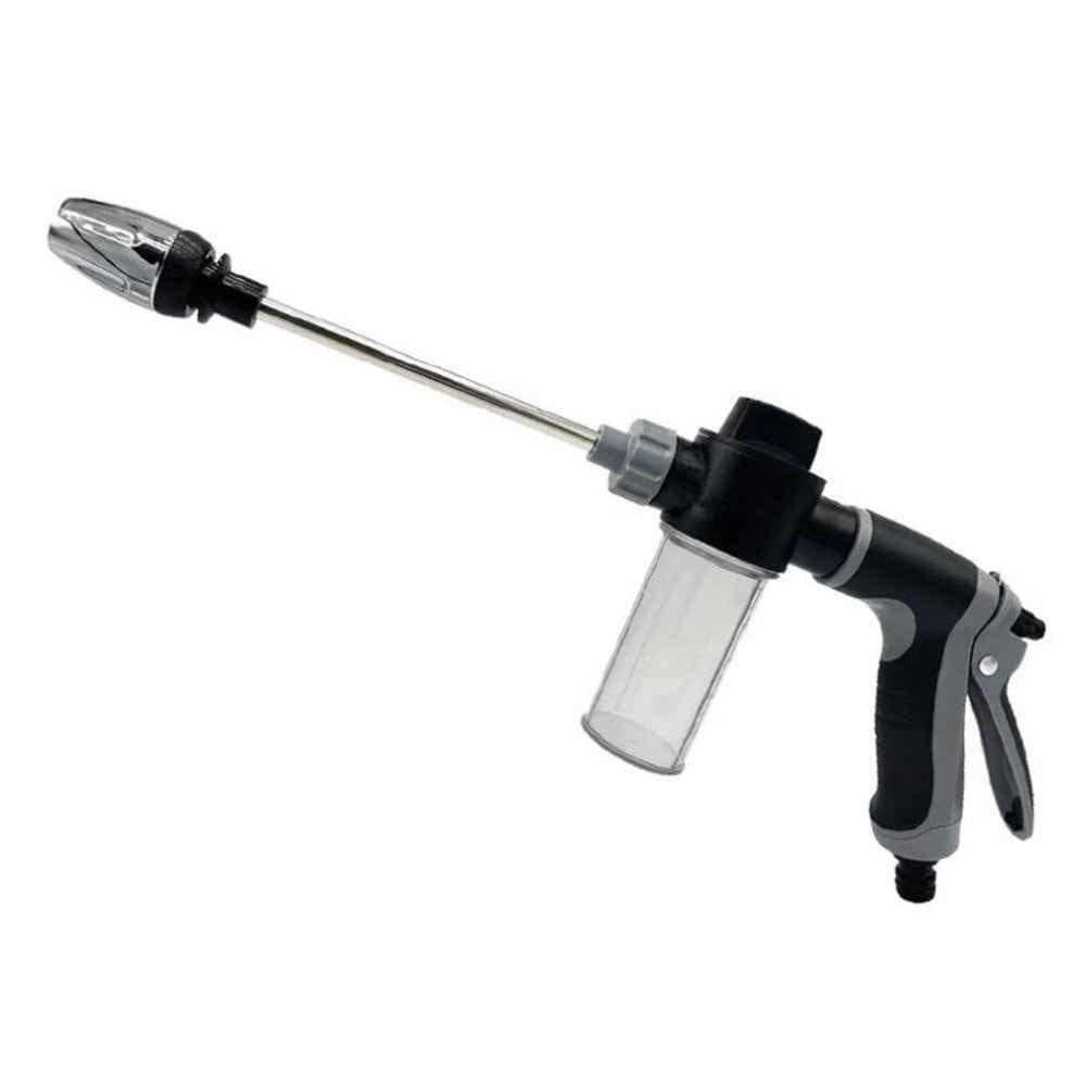 T8 Extended Pole High Pressure Handheld Water Gun for Car Wash Foam Sprayer Cleaning Tool - Grey