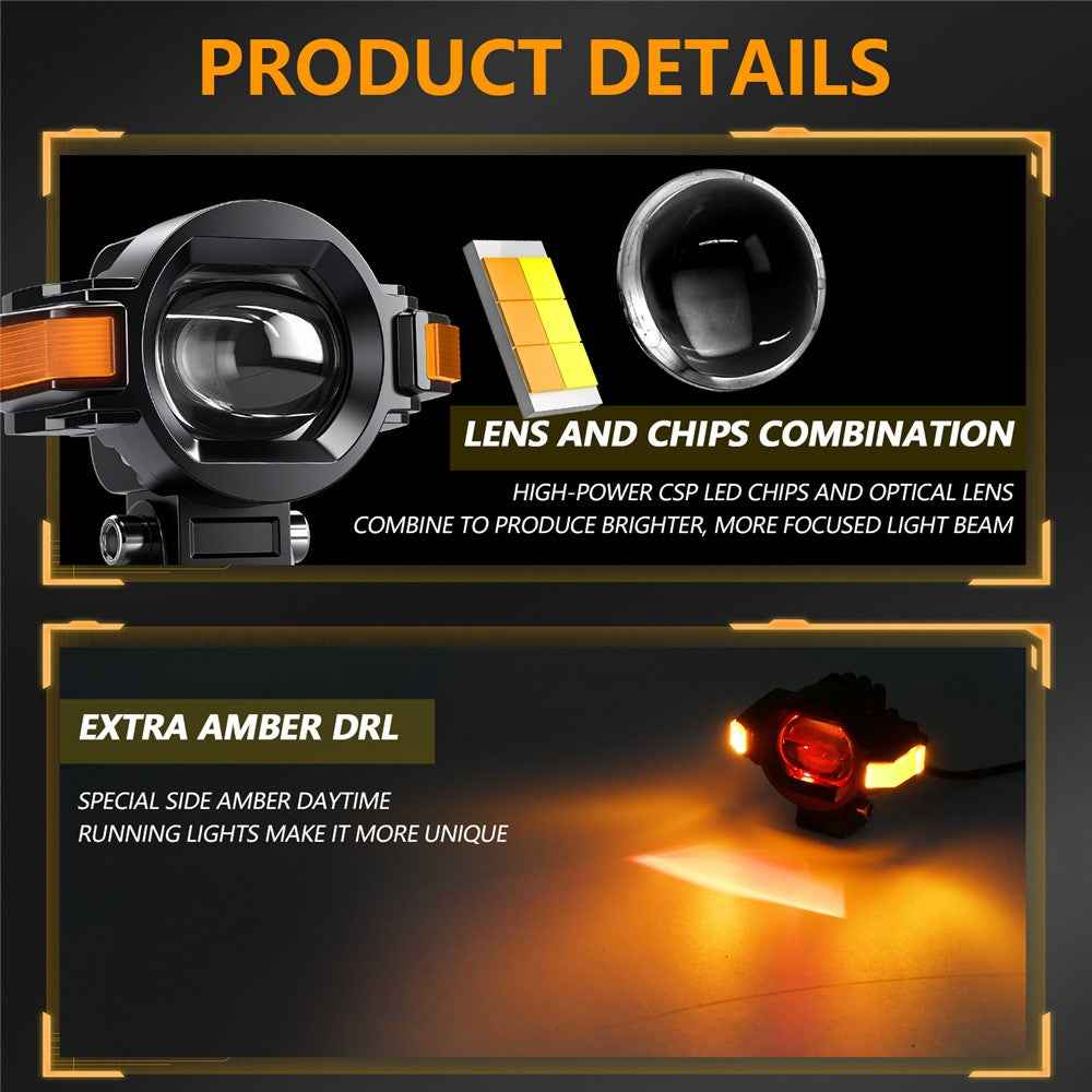 M15 1Pc Motorcycle Auxiliary Lamp IP68 Waterproof High Brightness Aluminum Alloy DRL LED Spotlight
