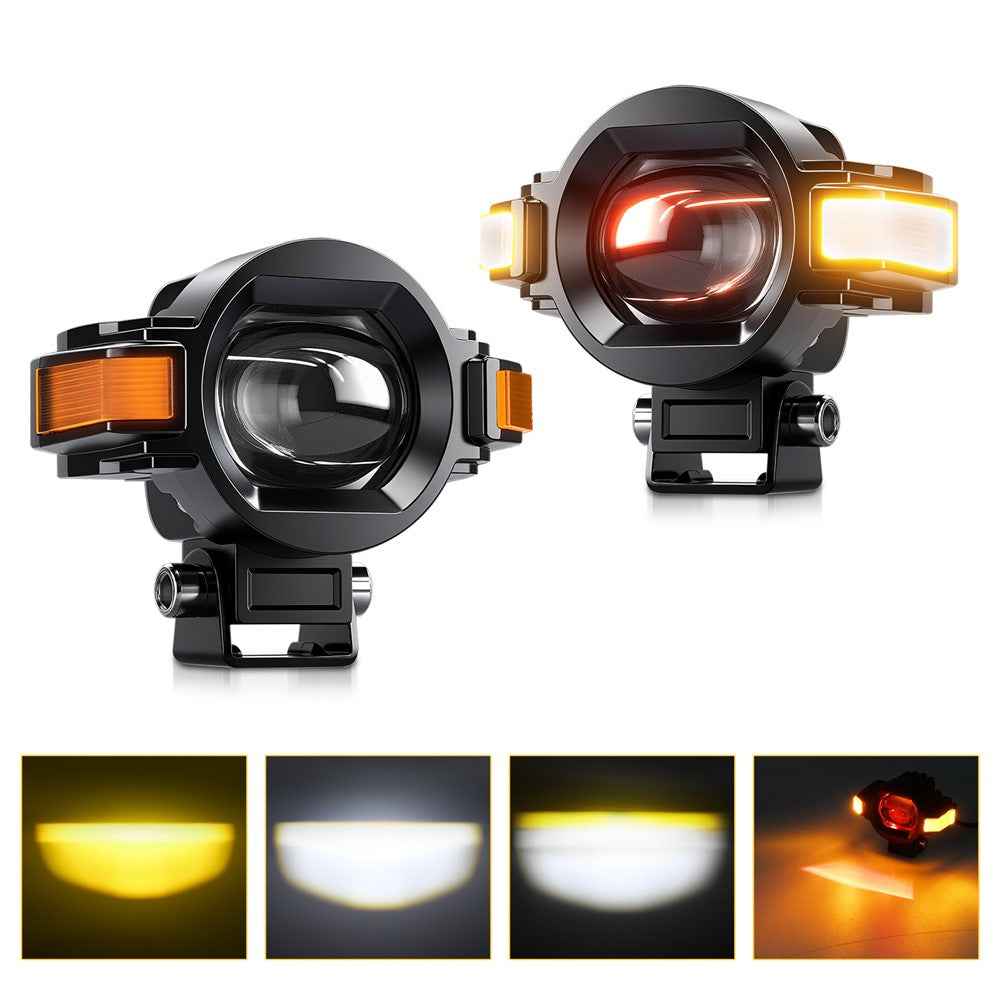 M15 2Pcs Motorcycle Auxiliary Lamp IP68 Waterproof High Brightness Aluminum Alloy DRL LED Spotlight