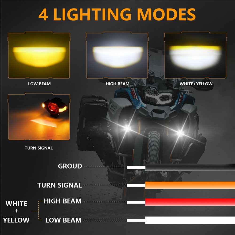 M15 2Pcs Motorcycle Auxiliary Lamp IP68 Waterproof High Brightness Aluminum Alloy DRL LED Spotlight