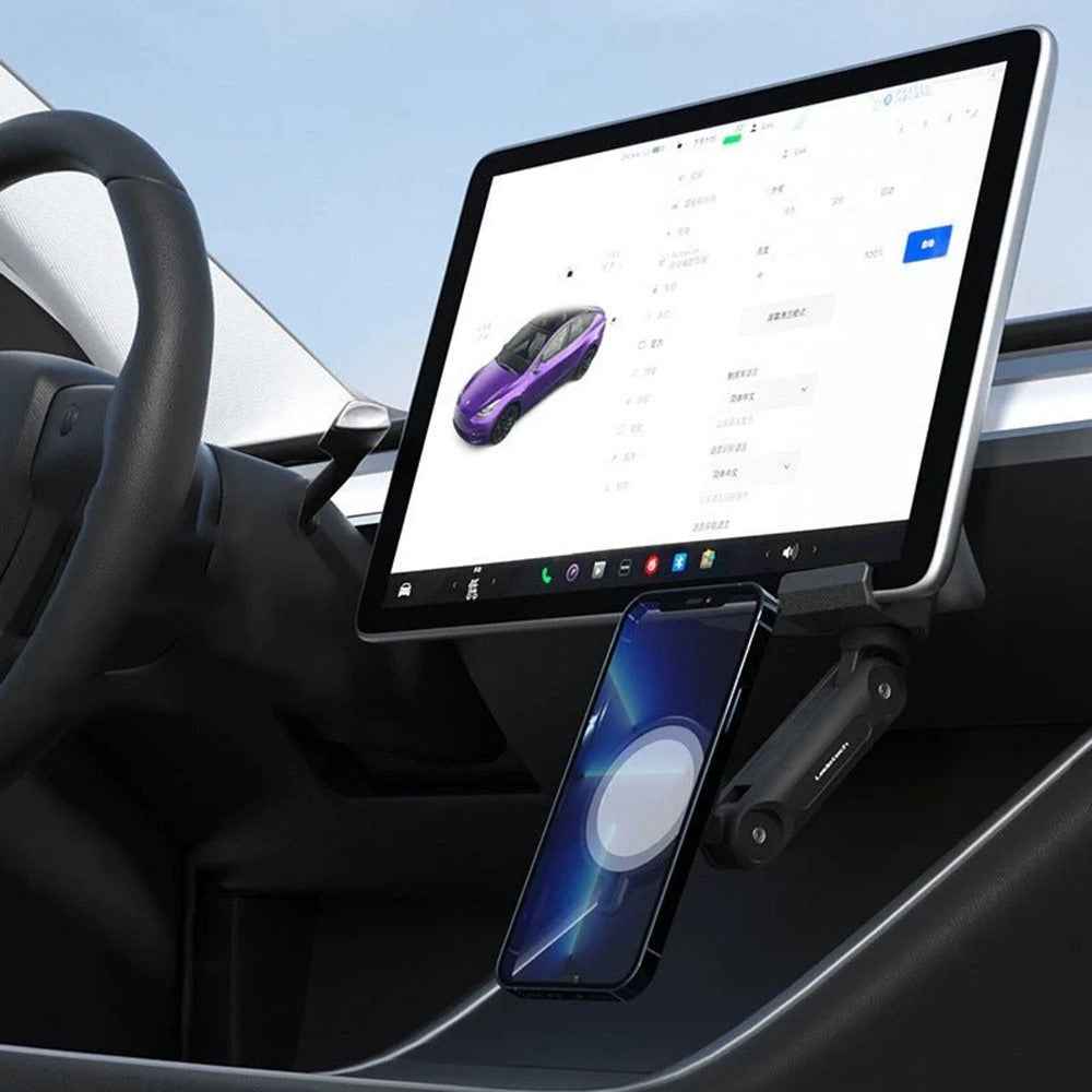 LD-TS1-M4 For Tesla Model 3  /  Y Central Control Screen Magnetic Cell Phone Holder Car 15W Wireless Charger Adjustable Phone Mount
