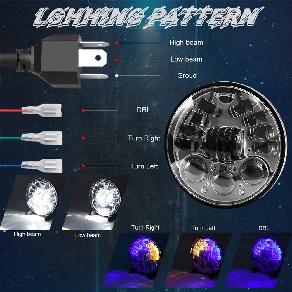 5.75 Inch H4 LED Headlight for Motorcycle Car High Low Beam Lamp DRL Dynamic Turn Signal Light