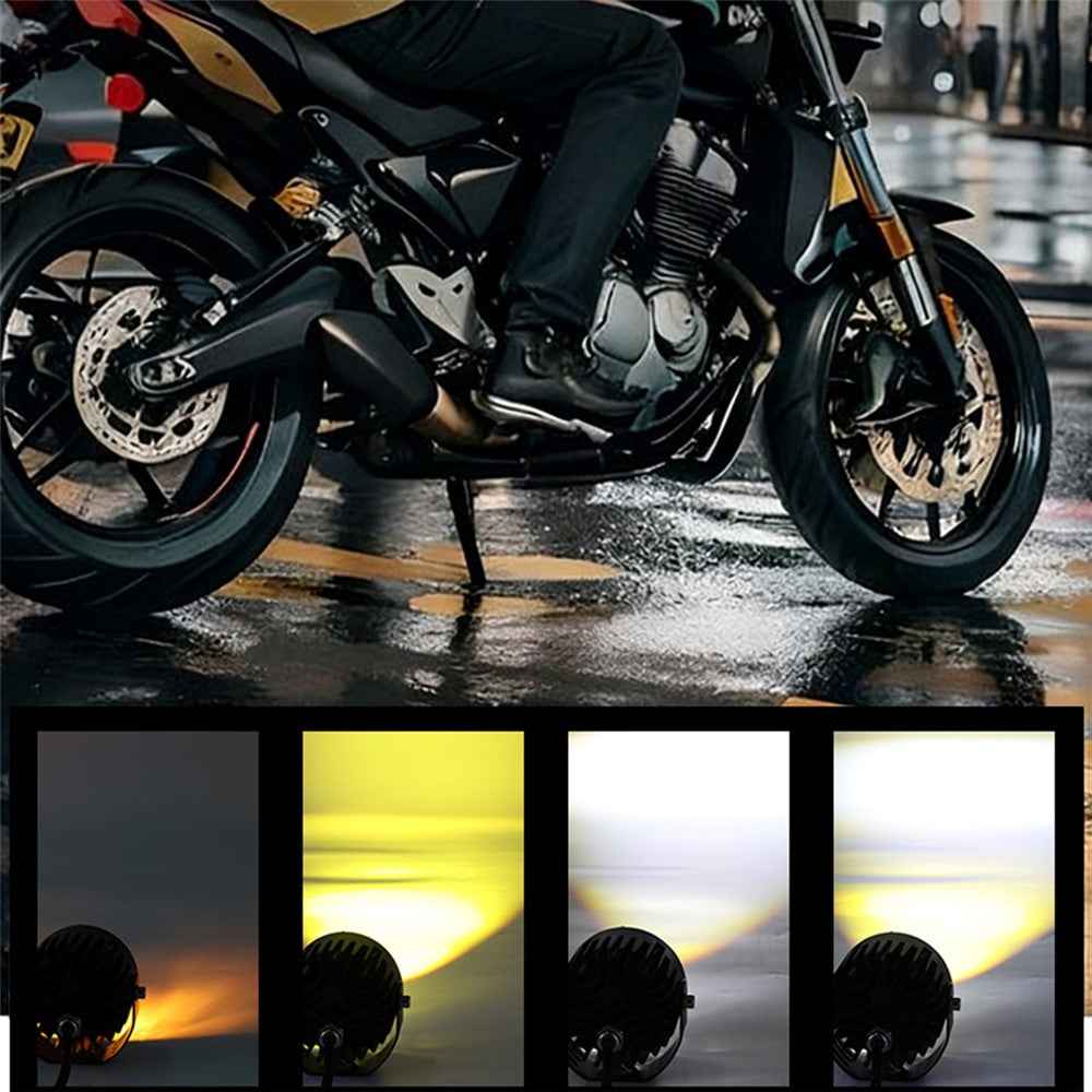 30W LED Motorcycle Headlight 3 Color Modes IP67 Waterproof Die Cast Aluminum Front Lamp