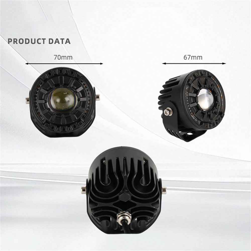 30W LED Motorcycle Headlight 3 Color Modes IP67 Waterproof Die Cast Aluminum Front Lamp