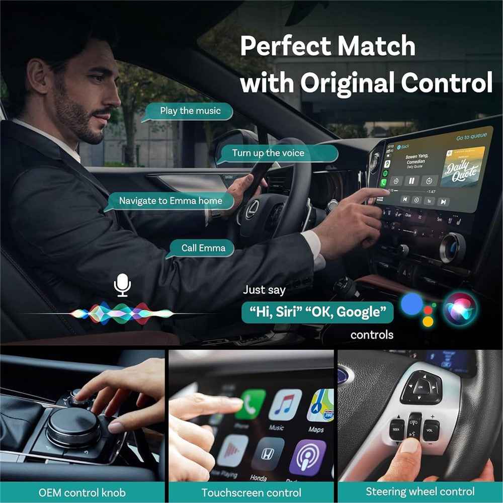 2 in 1 Wireless CarPlay Android Auto Adapter Wired to Wireless Smart USB Dongle for iPhone and Android