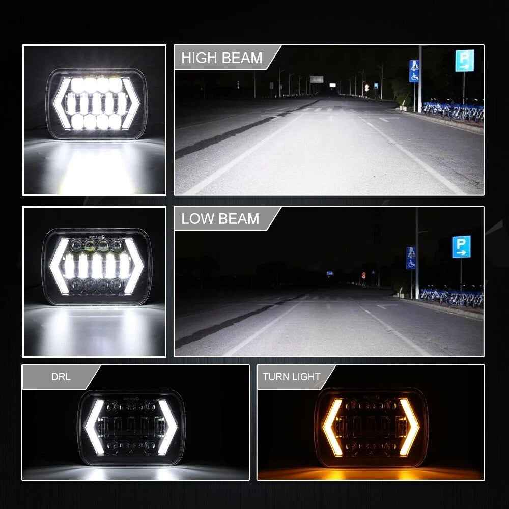 7 Inch LED Headlight with Arrow Turn Signals High Low Beam Offroad Driving Light Daytime Running Lamp