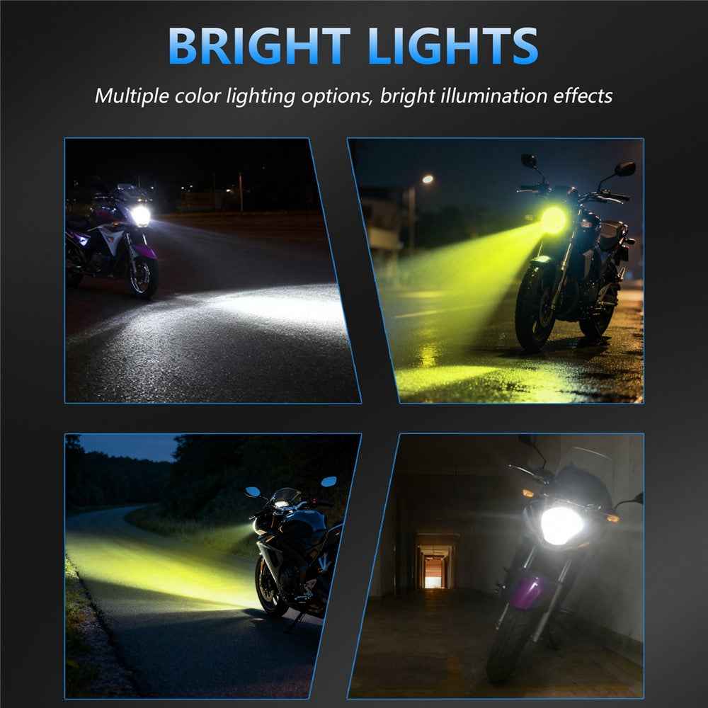 C01 White Yellow Dual Color 3-Sided LED Spotlight Waterproof High Brightness Motorcycle Headlight