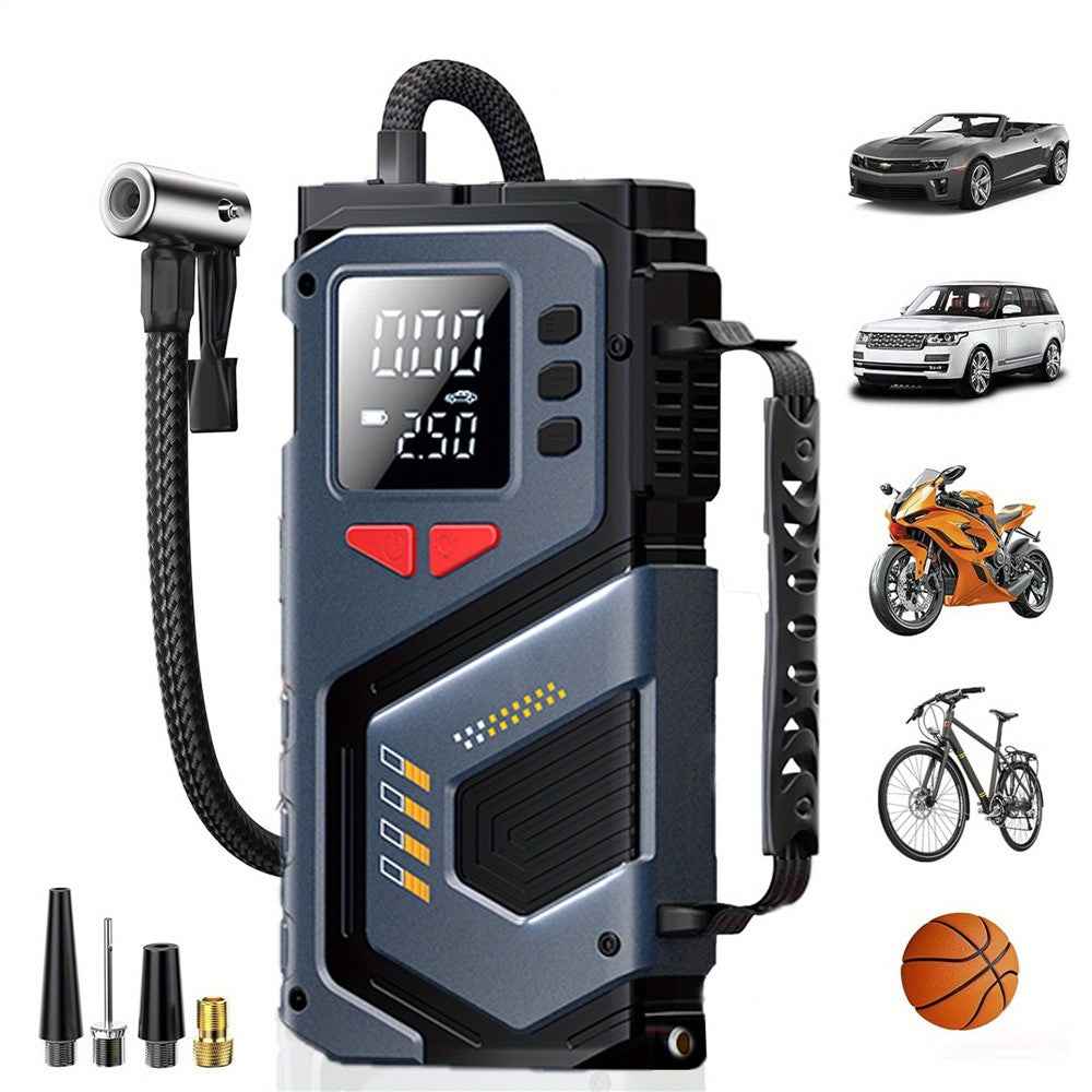 Multi-function Emergency Car Jump Starter Digital Display Wireless Tire Inflator with  SOS Mode and Flashlight