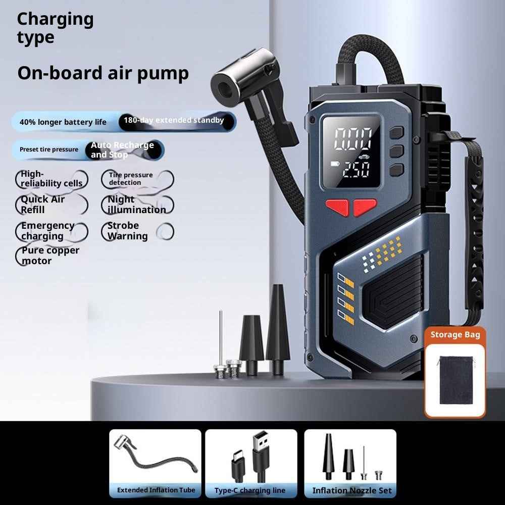 Multi-function Emergency Car Jump Starter Digital Display Wireless Tire Inflator with  SOS Mode and Flashlight