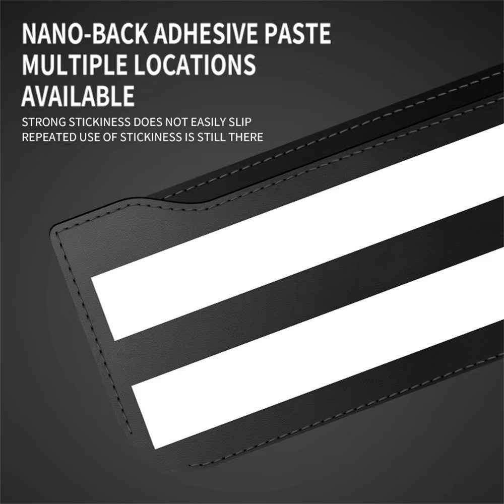 PU Leather Car Storage Bag Multi-Functional Mesh Pouch Adhesive Phone Holder for Vehicle Interior Organization - Brown