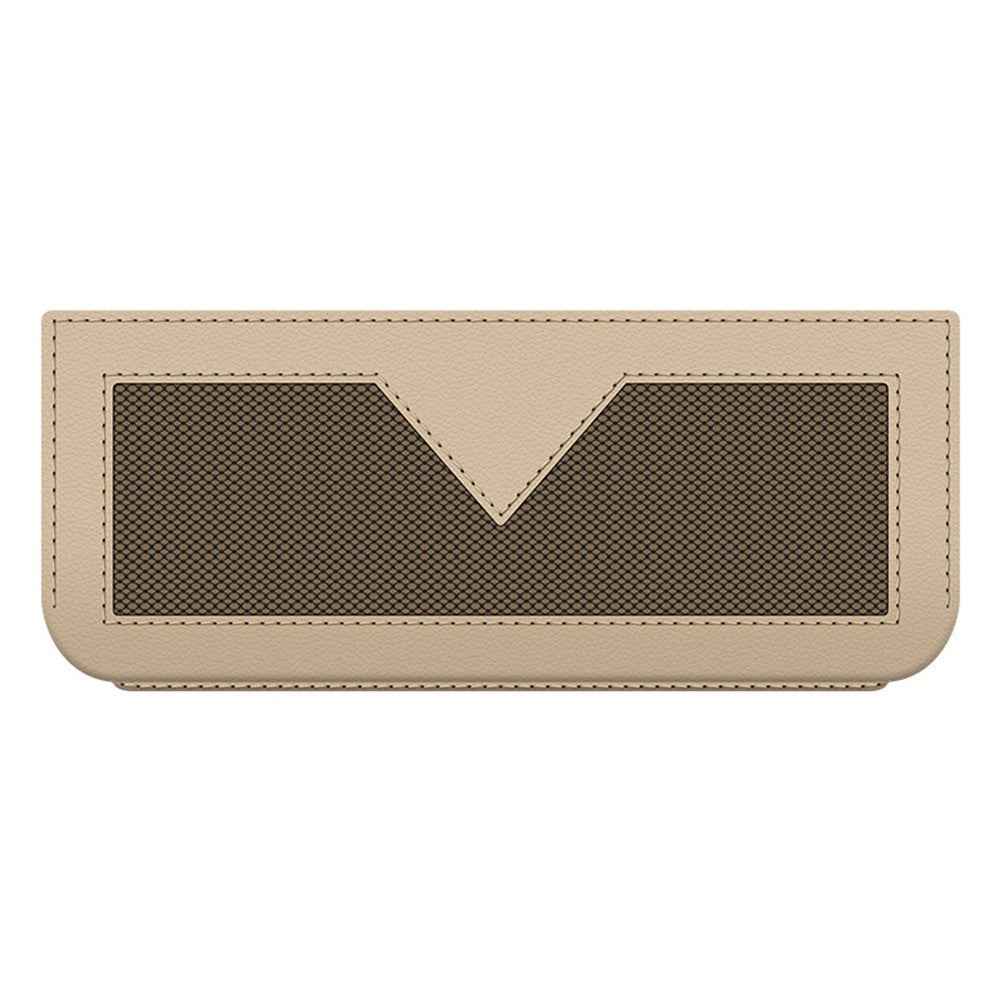 PU Leather Car Storage Bag Multi-Functional Mesh Pouch Adhesive Phone Holder for Vehicle Interior Organization - Beige