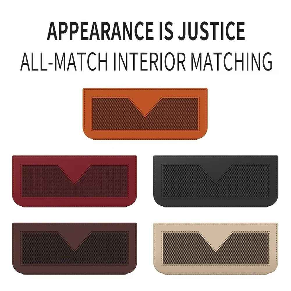 PU Leather Car Storage Bag Multi-Functional Mesh Pouch Adhesive Phone Holder for Vehicle Interior Organization - Beige