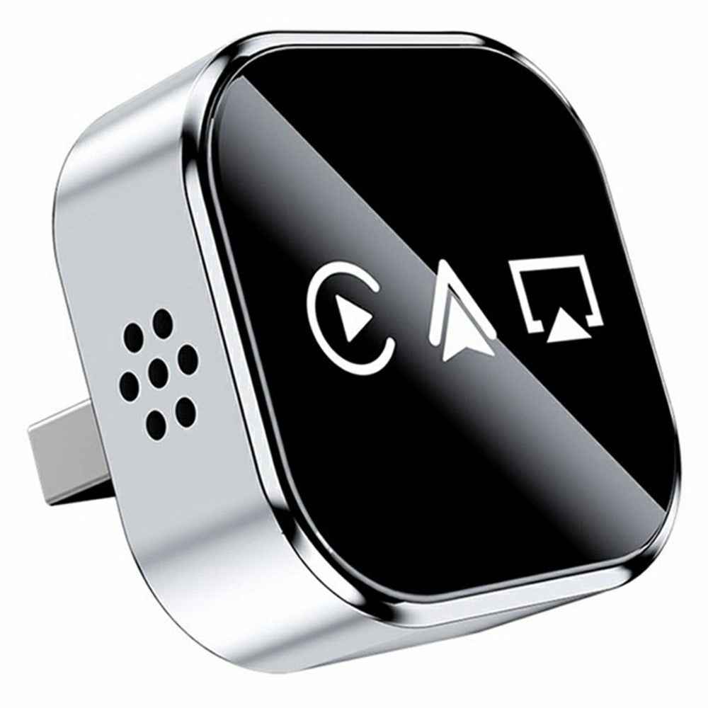 Q1A 3 in 1 Airplay Smart AI Box CarPlay Android Auto Wireless Bluetooth-compatible Adapter - Silver