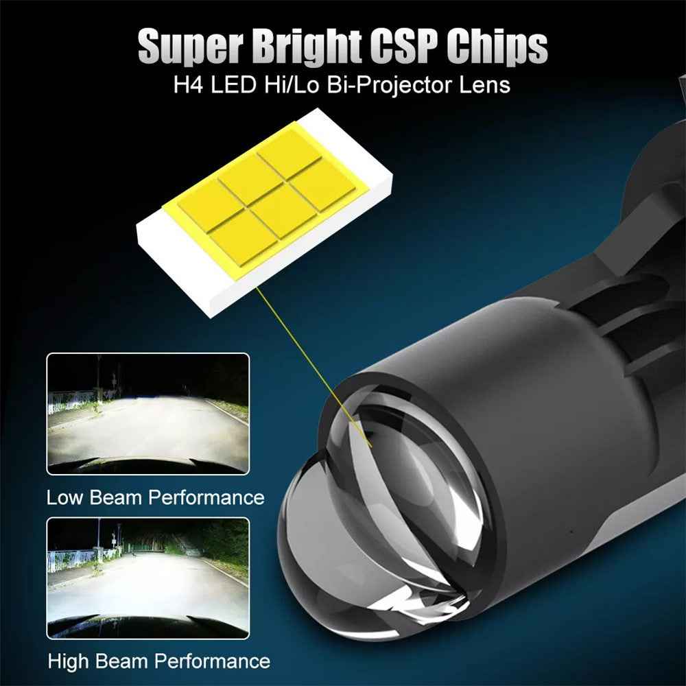 H4 Dual Beam Car LED Headlight High Power Focused Light for Motorcycles and Automotive