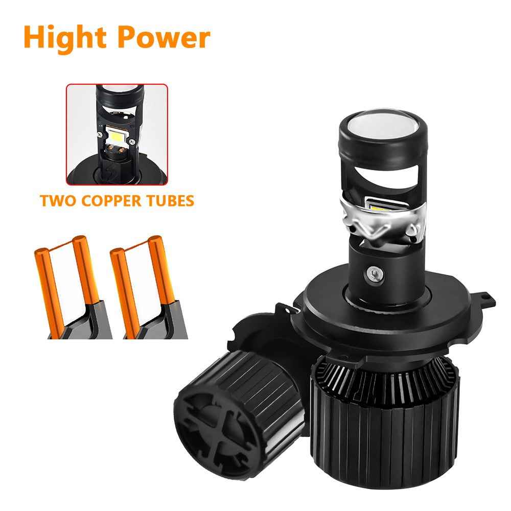 N1 For H4 High Power LED Headlight Bulb Dual Copper Tube Mini Lens 65W 6500LM 6000K CSP Chip