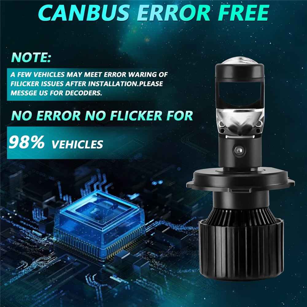 N1 For H4 High Power LED Headlight Bulb Dual Copper Tube Mini Lens 65W 6500LM 6000K CSP Chip