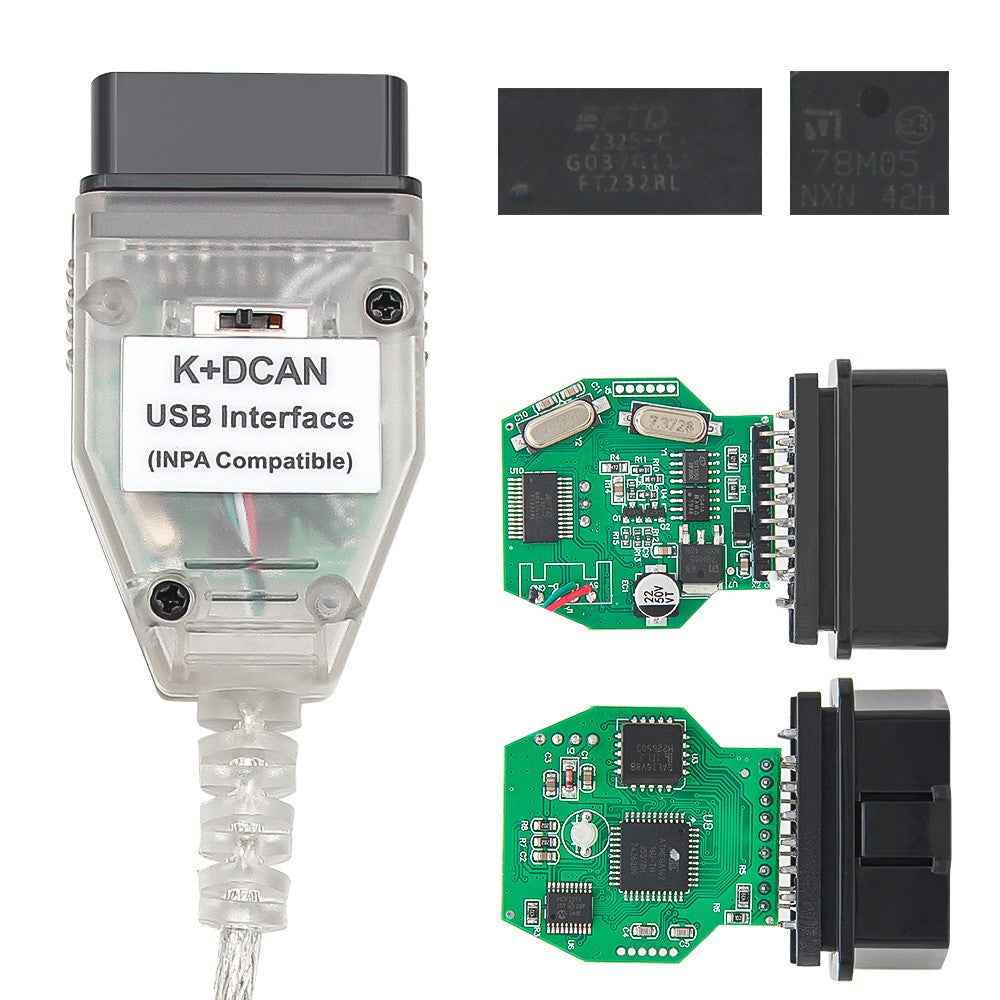 K + DCAN K-CAN FTDI Chip for E60 / E61 / E83 / E81 / E87 OBD2 Auto Car Diagnostic Tool OBD 2 Scanner USB Interface Cable - White