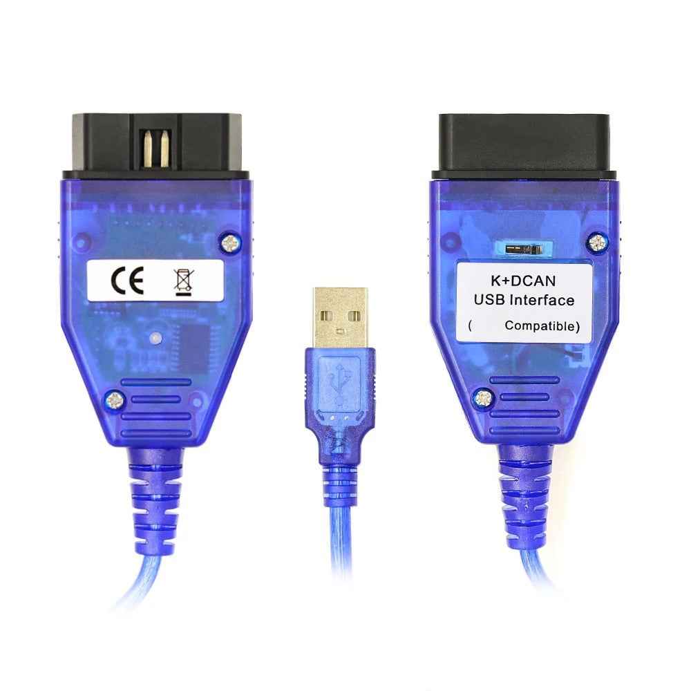 K + DCAN K-CAN FTDI Chip for E60 / E61 / E83 / E81 / E87 OBD2 Auto Car Diagnostic Tool OBD 2 Scanner USB Interface Cable - Blue