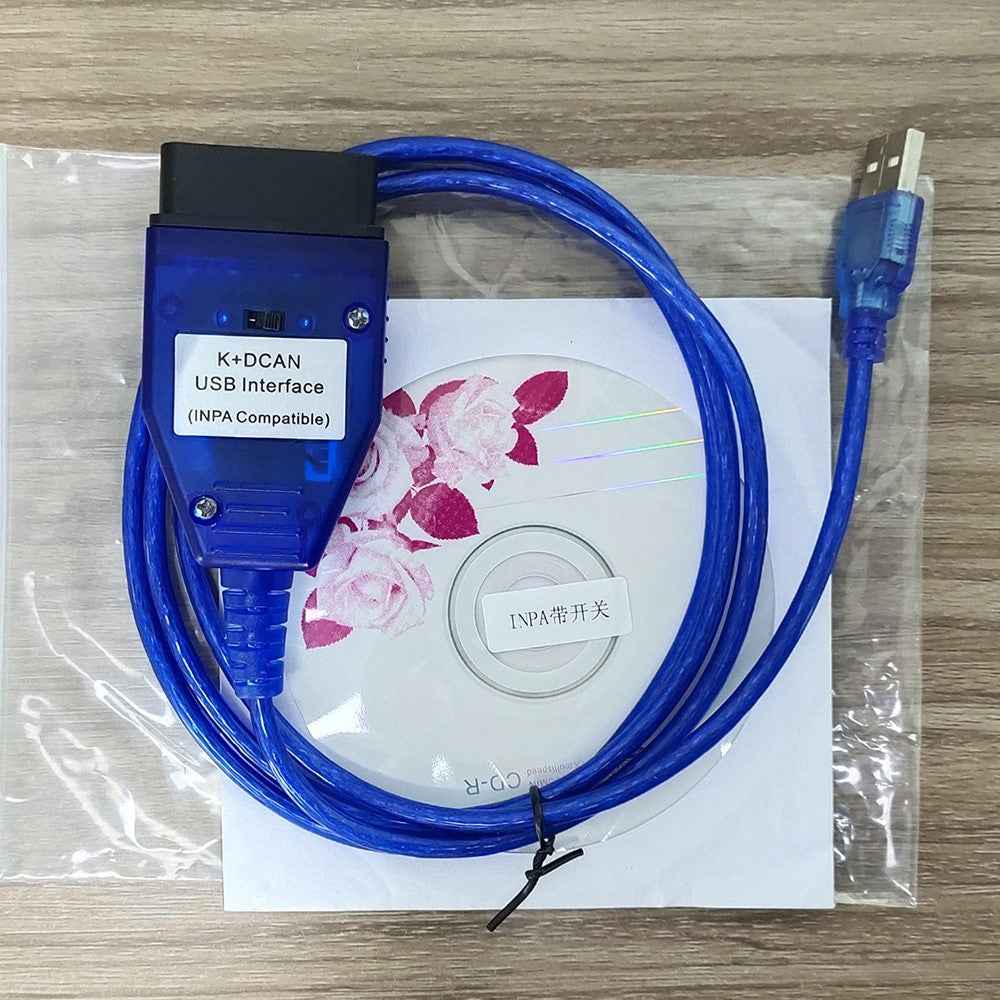 K + DCAN K-CAN FTDI Chip for E60 / E61 / E83 / E81 / E87 OBD2 Auto Car Diagnostic Tool OBD 2 Scanner USB Interface Cable - Blue